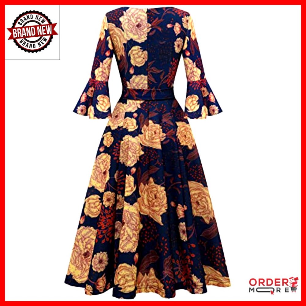 Long Sleeve Velvet Midi Dress A-Line Formal Wedding Guest Cocktail - Picture 4 of 6